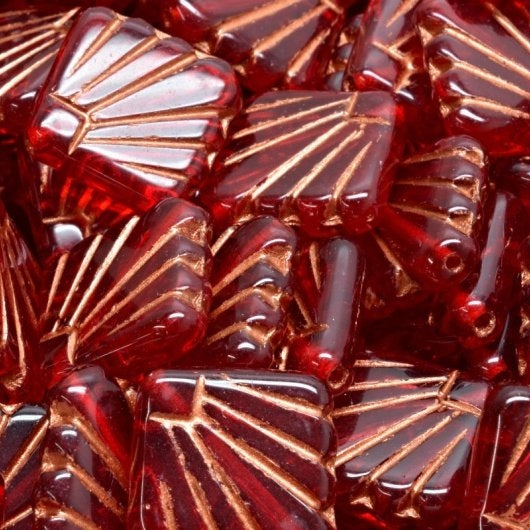 4 x 17mm Diafan beads in Siam Ruby with Copper