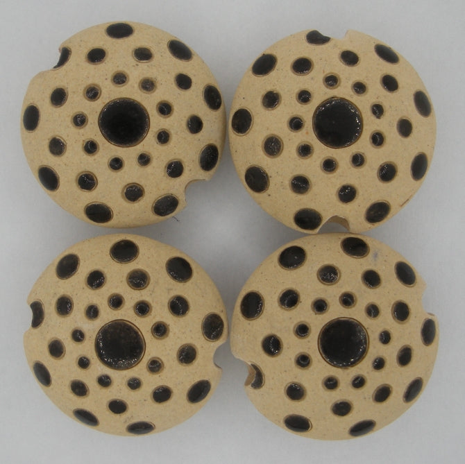 CLB-087-A-M lentil bead in Black on Tan "The Big Bang" from Golem Studio