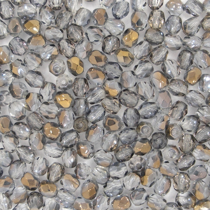 50 x 4mm faceted beads in Smoke Grey/Bronze