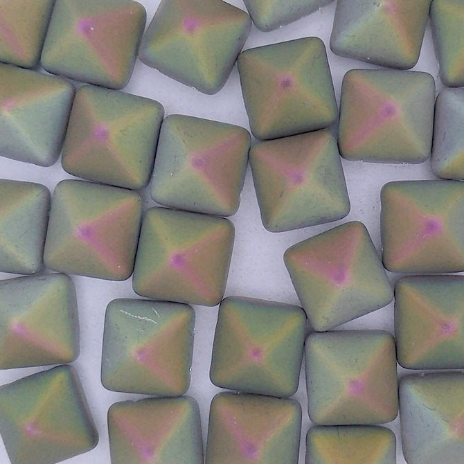 2 x 12mm pyramids in Matt Chalk White Vitrail