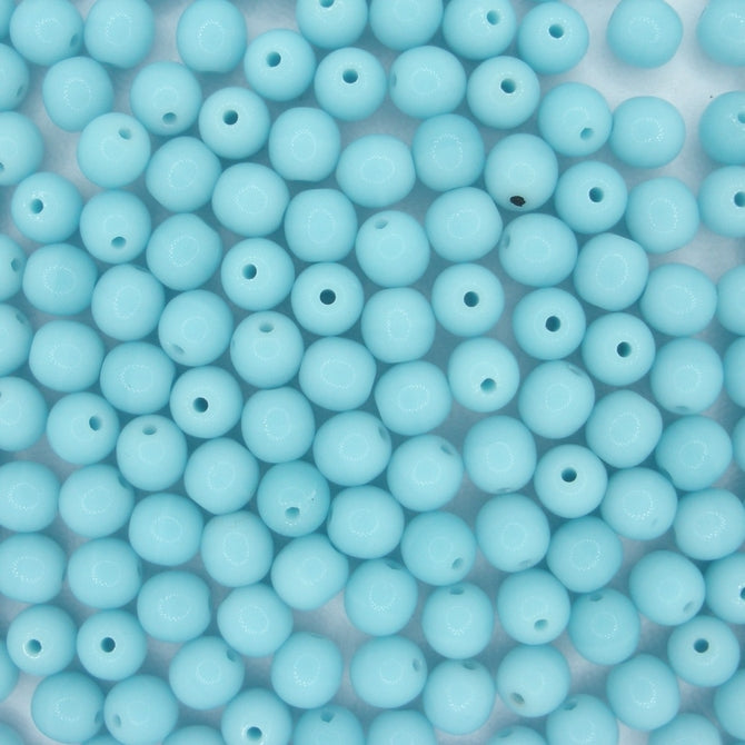 50 x 5mm round beads in Light Turquoise