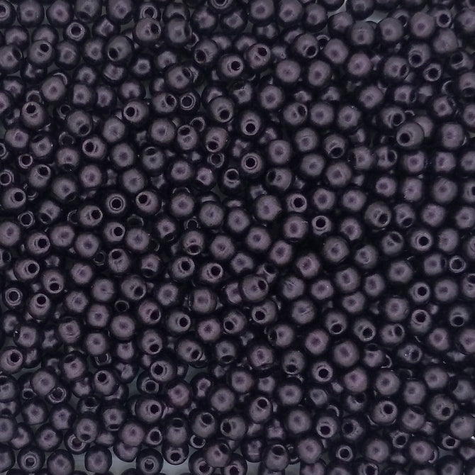 50 x 2mm round beads in Metallic Suede Dark Plum