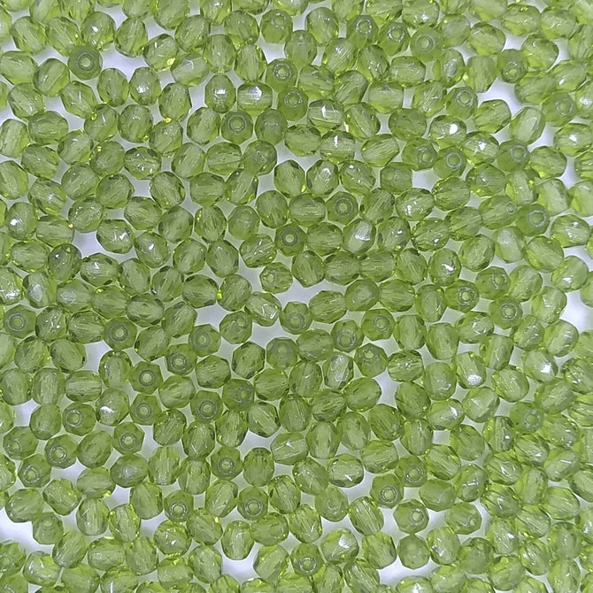 50 x 4mm faceted beads in Olive Green
