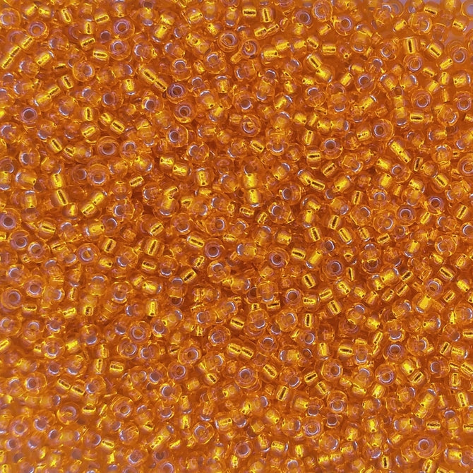 0007 - 50g Size 11/0 Miyuki seed beads in Silver lined Light Orange