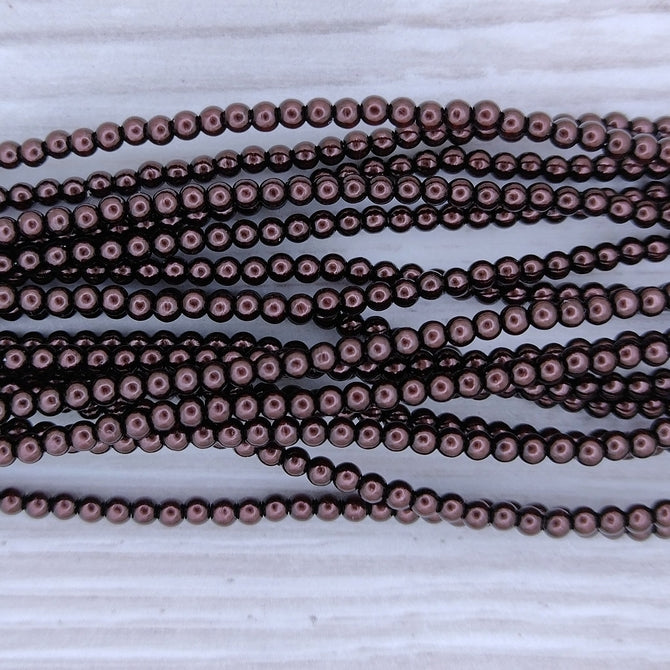 150 x 2mm round pearls in Deep Sienna