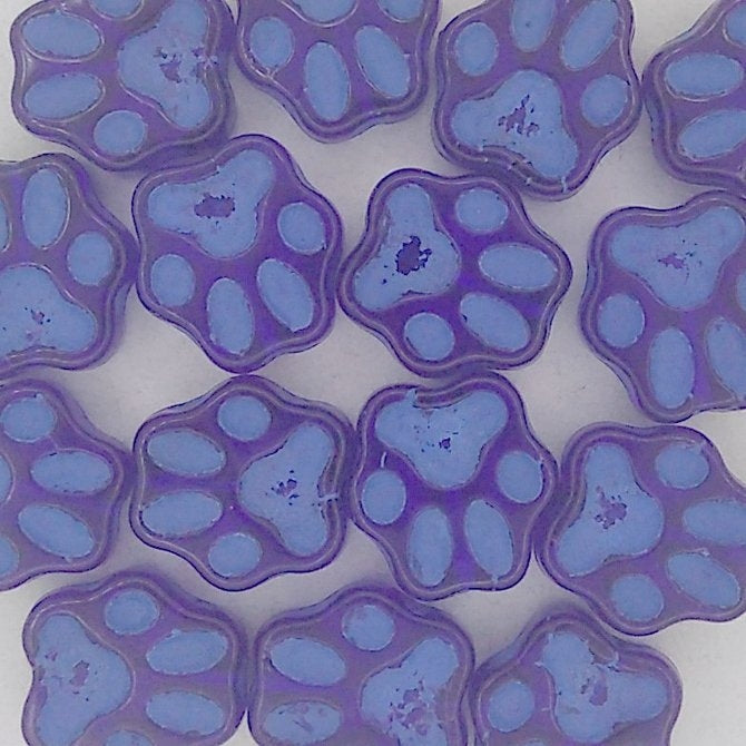 13mm Pawprint in Transparent Dark Blue/Blue