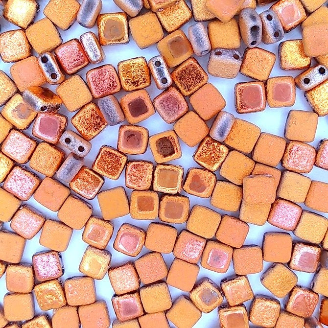 25 x 6mm Czech tiles in etched Full Sunset