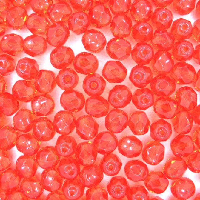 50 x 7mm faceted beads in Hyacinth Orange