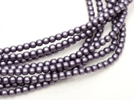 150 x 2mm round pearls in Matt Deep Lilac Satin