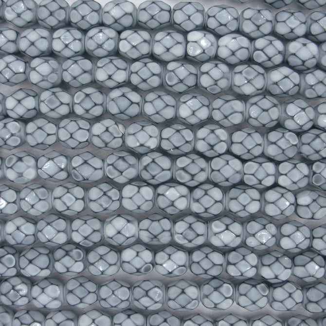 25 x 6mm snake skin beads in Fog Blue