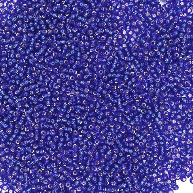 0020 - 10g Size 11/0 Miyuki seed beads in Silver lined Cobalt