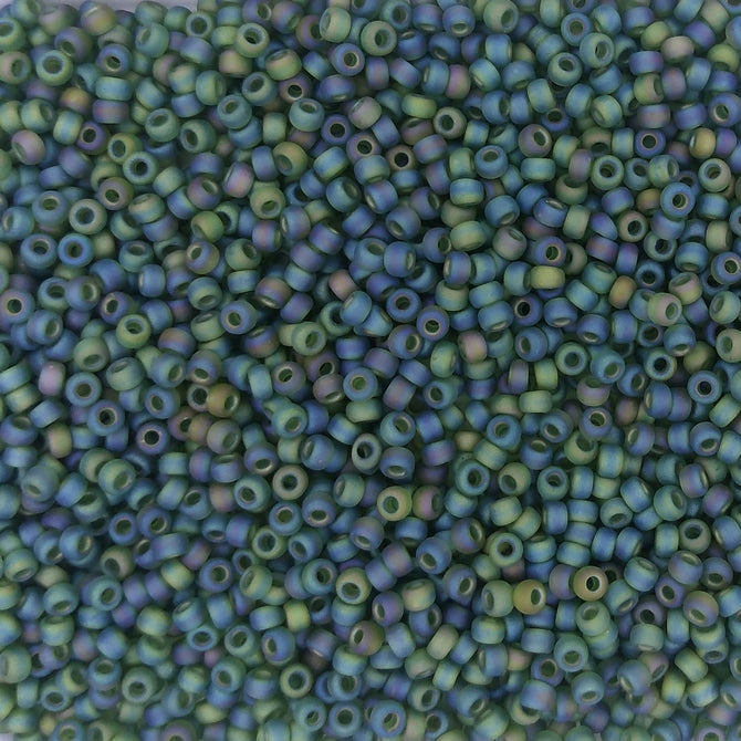 0158FR - 10g Size 11/0 Miyuki seed beads in Matt Transparent Olive AB