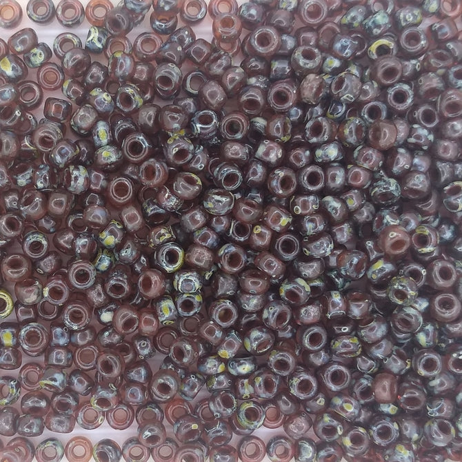 4503 - 50g Size 8/0 Miyuki seed beads in Transparent Red Brown Picasso