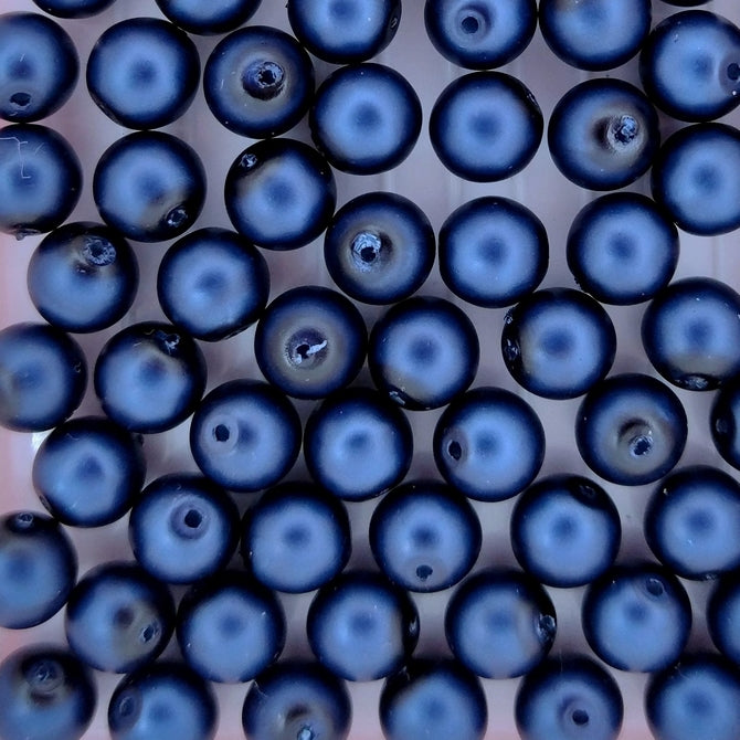 25 x 6mm pearls in Matt Dark Night Pearl