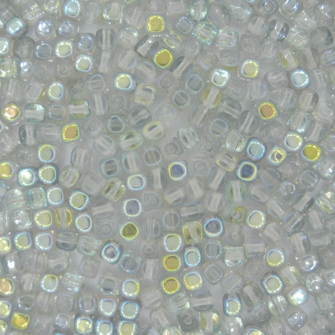 50 x 4mm cubes in Crystal Blue Rainbow