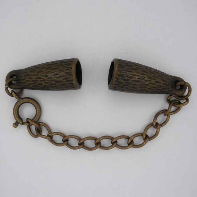 M01082 - Clasp for 7mm cord with extender chain in Old Gold