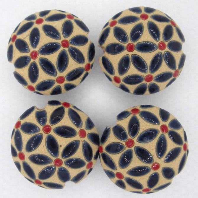 CLB-034-B-M lentil bead in Dark Blue Leaves from Golem Studio