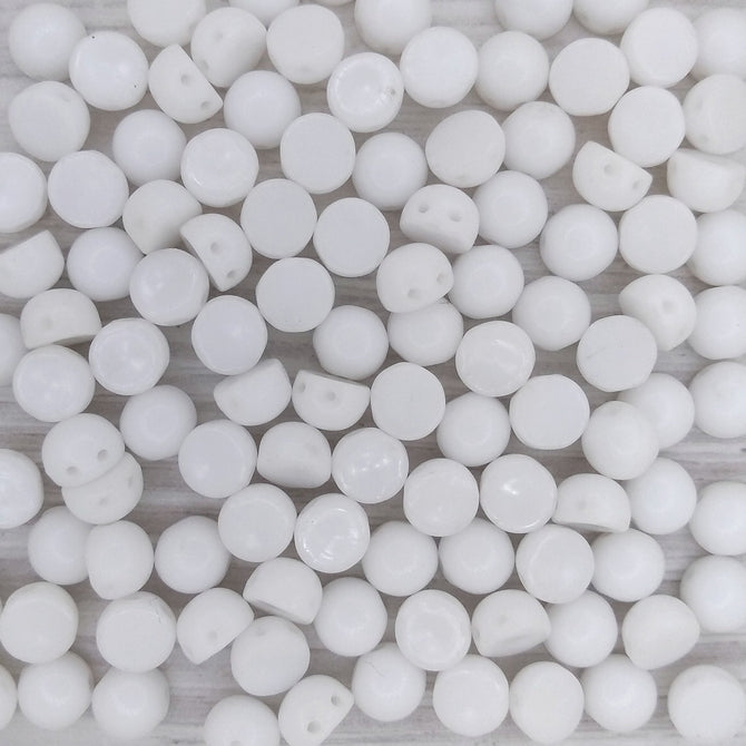 10 x 2 hole cabochon in Chalk White (6mm)