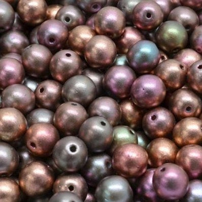 25 x 6mm round beads in Purple Iris/Gold