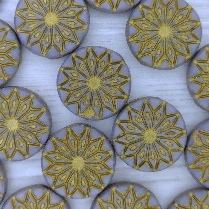 Pair of 18mm Origami flowers in Matt Silk Purple with Gold Lustre