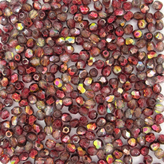 50 x 3mm faceted beads in Magic Wine