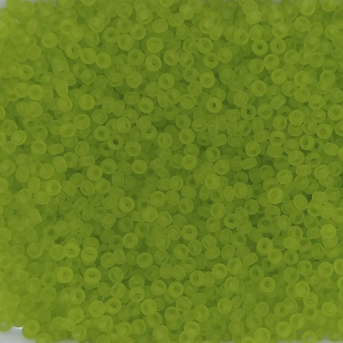 0143F - 10g Size 11/0 Miyuki seed beads in Matt Transparent Chartreuse
