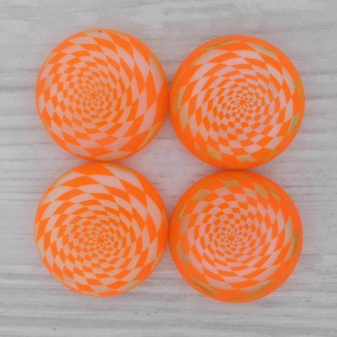 24mm Cabochon in Neon Orange with Stepped Spiral