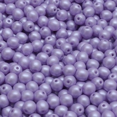 50 x 4mm round beads in Powdery Pastel Purple
