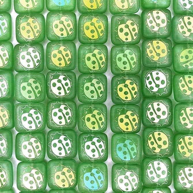 12 x 10mm beads with Laser etched Ladybird design