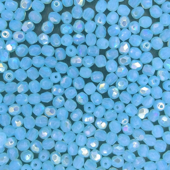 50 x 4mm faceted beads in Milky Aquamarine AB