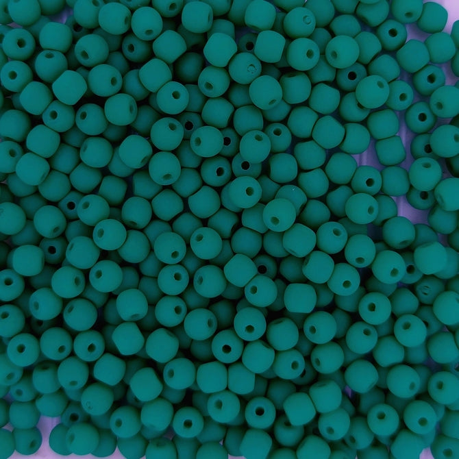50 x 3mm round beads in Neon Dark Emerald
