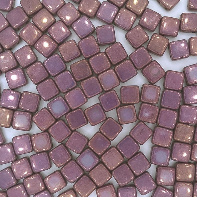 25 x 6mm Czech tiles in Lila Vega Lustre