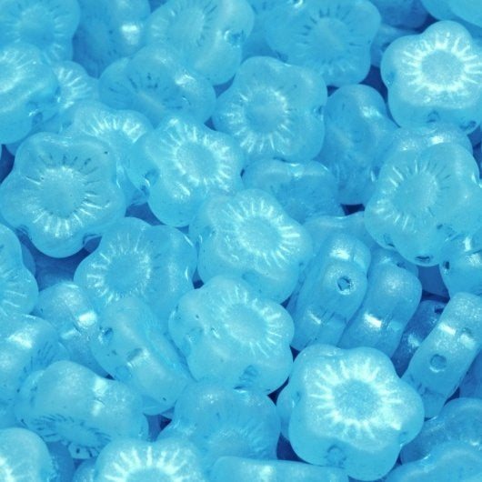 10 x 10mm Sunset flowers in Matt R0201 with Sky Blue