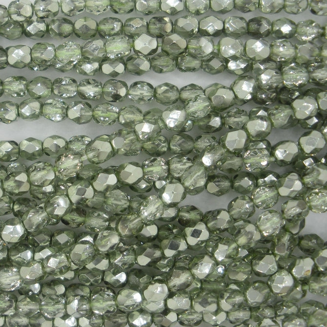 50 x 4mm faceted beads in Metallic Sea Foam Ice