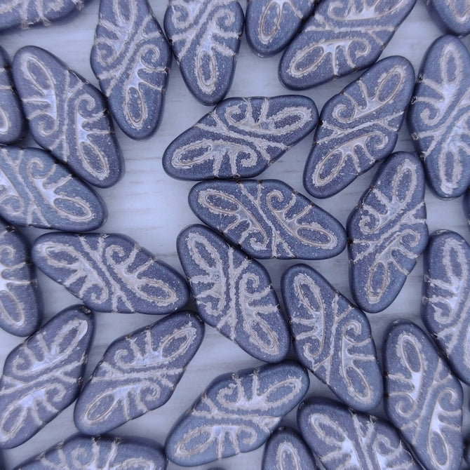 4 x Arabesque beads in Matt Alexanderite Nebula/Bronze (19x9mm)