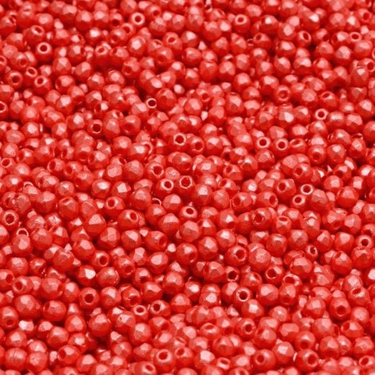 50 x True 2mm faceted beads in Pastel Coral