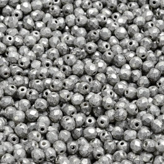 50 x 3mm faceted beads in Antique Silver