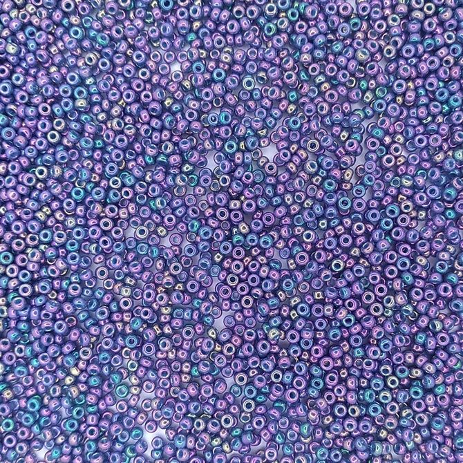 1898 - 10g Size 11/0 Miyuki seed beads in Opaque Purple Grey Rainbow Lustre