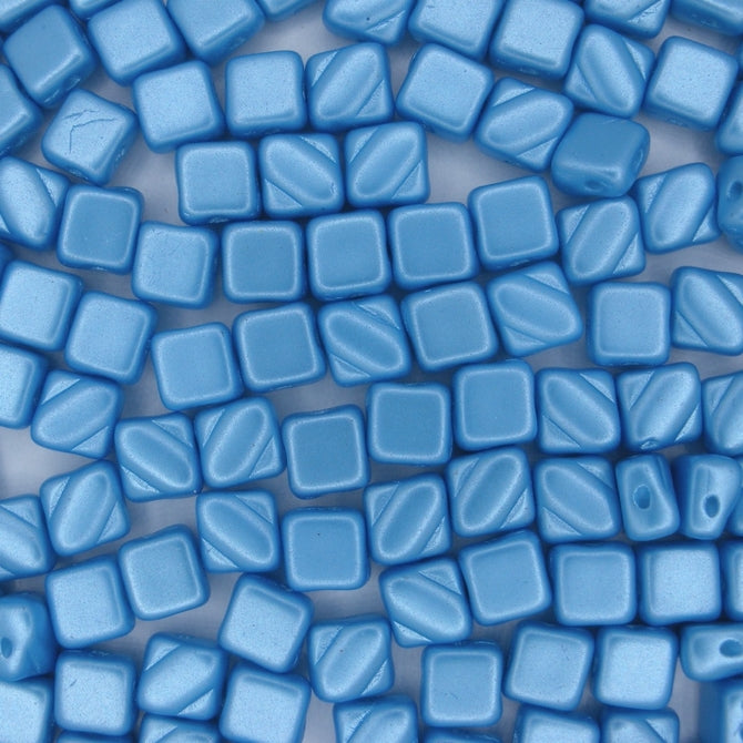 25 x 6mm Silky beads in Pastel Turquoise