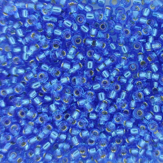 0019 - 10g Size 8/0 Miyuki seed beads in Silver lined Sapphire