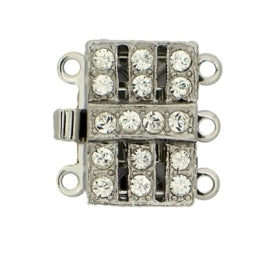 Claspgarten Silver clasp with 3 rows 13219 - 13x9mm