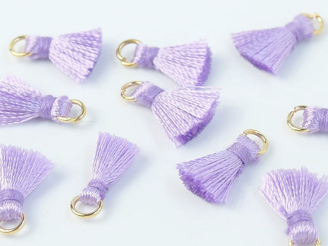 Pair of 1cm Cotton tassels in Light Lila