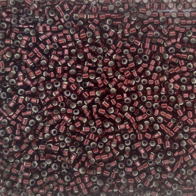 DB1685 - 1g Size 11/0 delicas in Silver lined Glazed Dark Cranberry