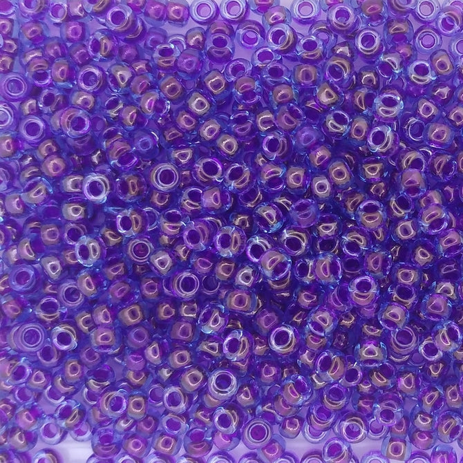 0352 - 10g Size 8/0 Miyuki seed beads in Fuchsia lined Aqua Lustre