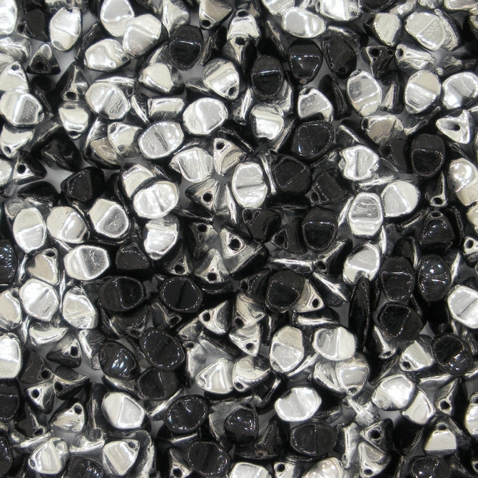 50 x Black / Silver Pinch beads