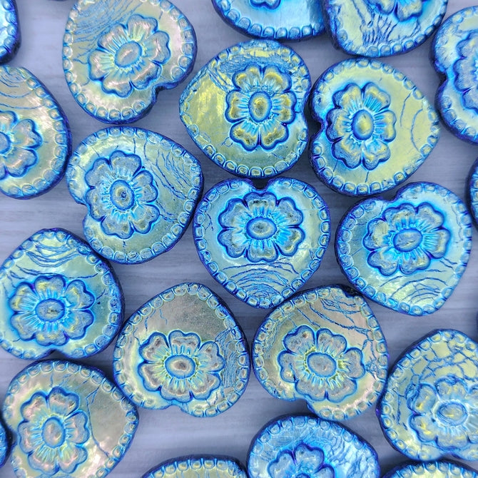 17mm Heart with Rose in Full Black AB