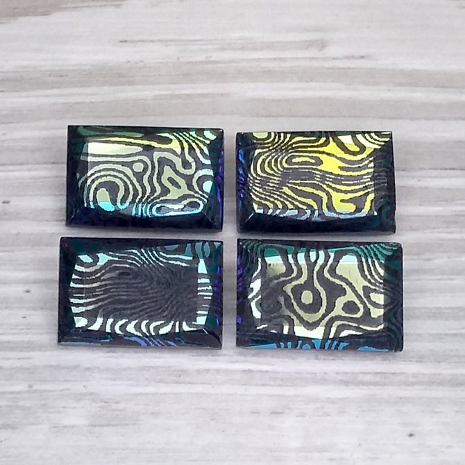 18x12mm rectangle cabochon in Black with Contour design