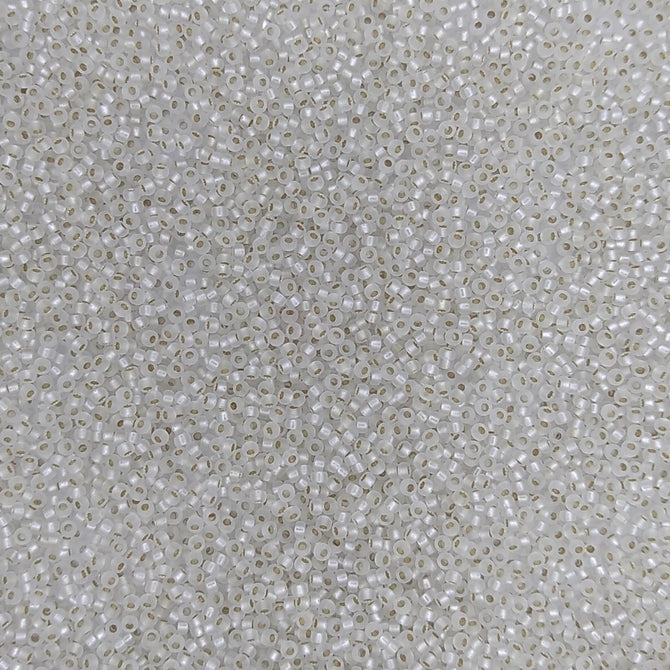 0001F - 5g Size 15/0 Miyuki seed beads in Matt Silver lined Crystal