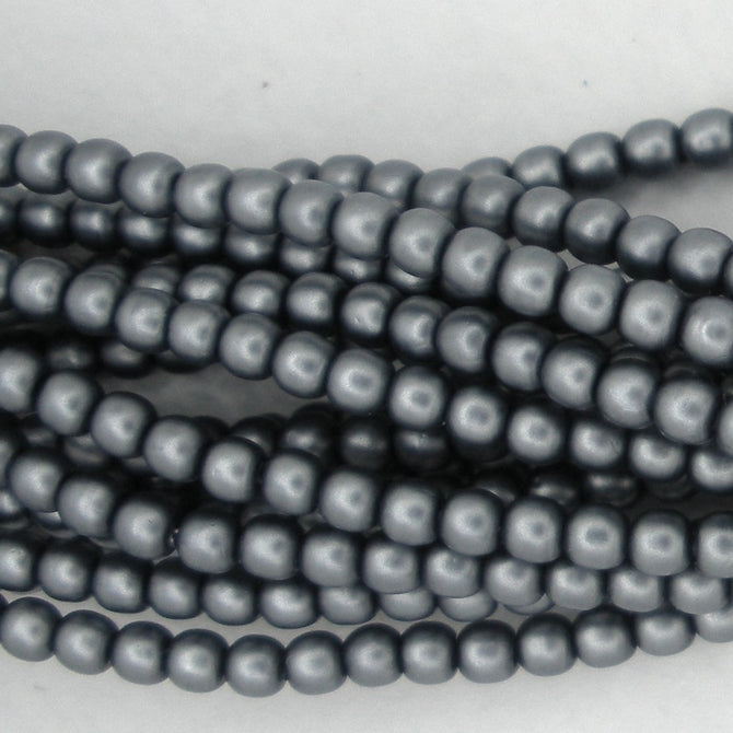 50 x 2mm round pearls in Matt Gunmetal Satin