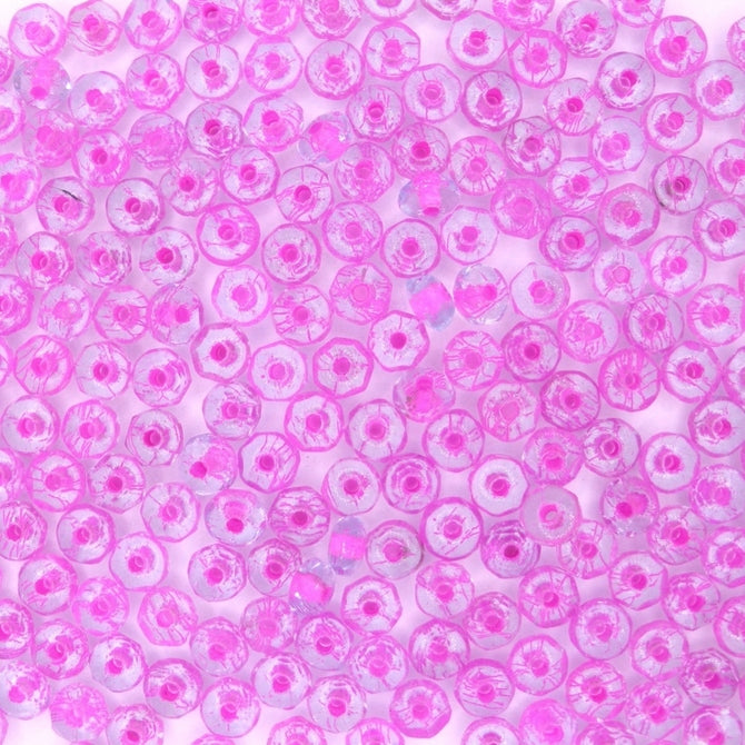 25 x faceted rondelles in Pink lined Aqua Blue (2x3mm)